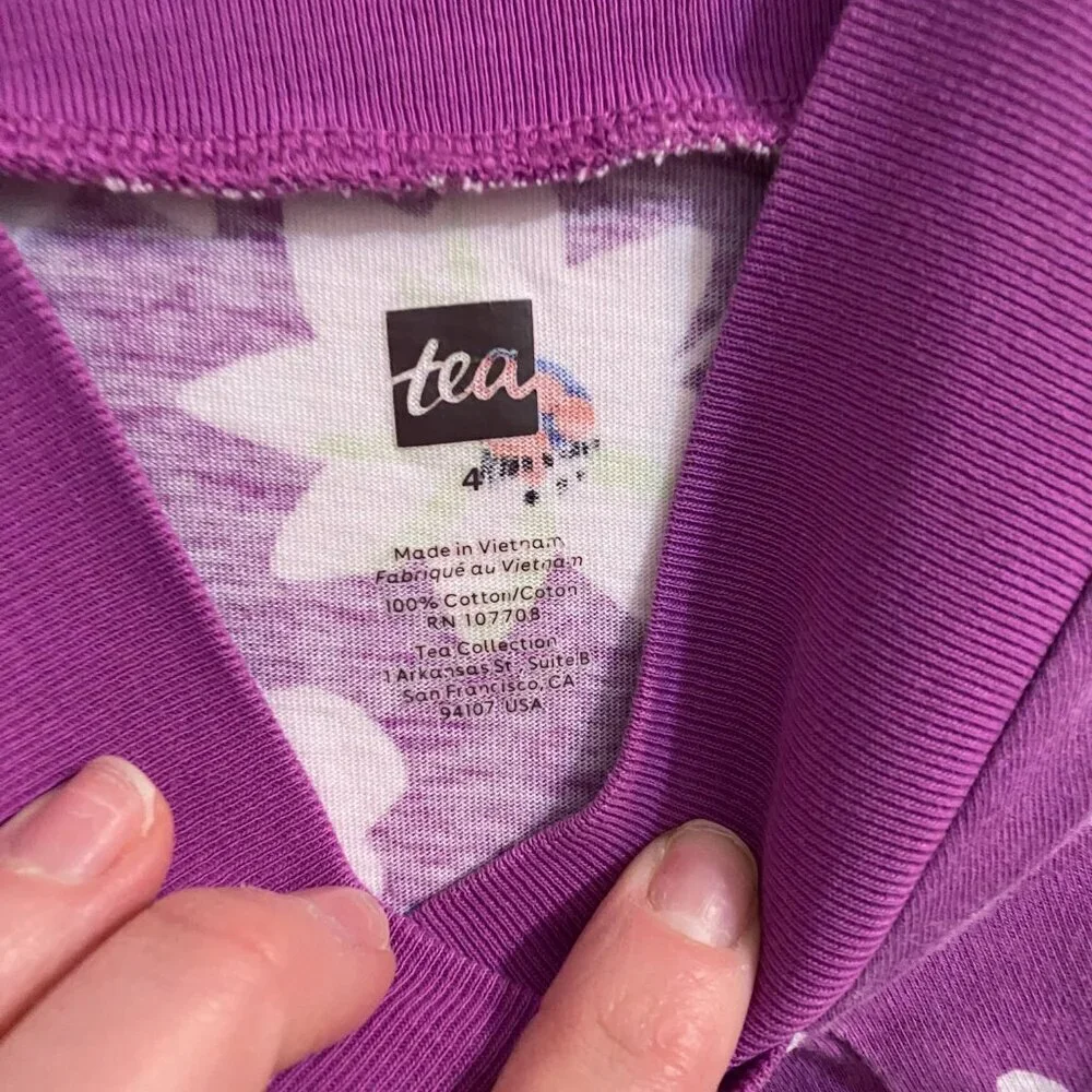 Tea Collection Riko Trapeze Dress Swedish Flowers in Purple size 4